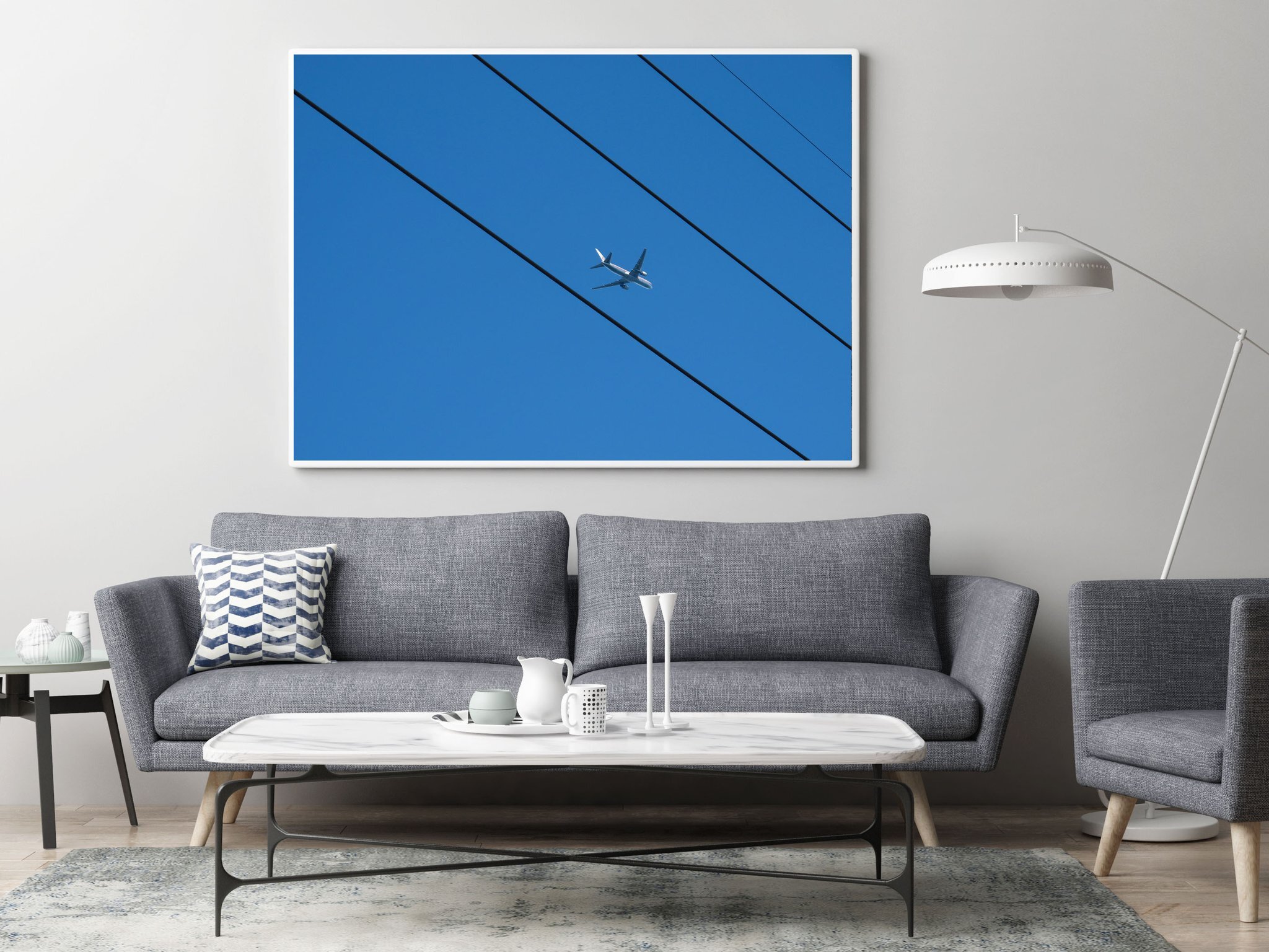 Mock up poster in hipster living room background