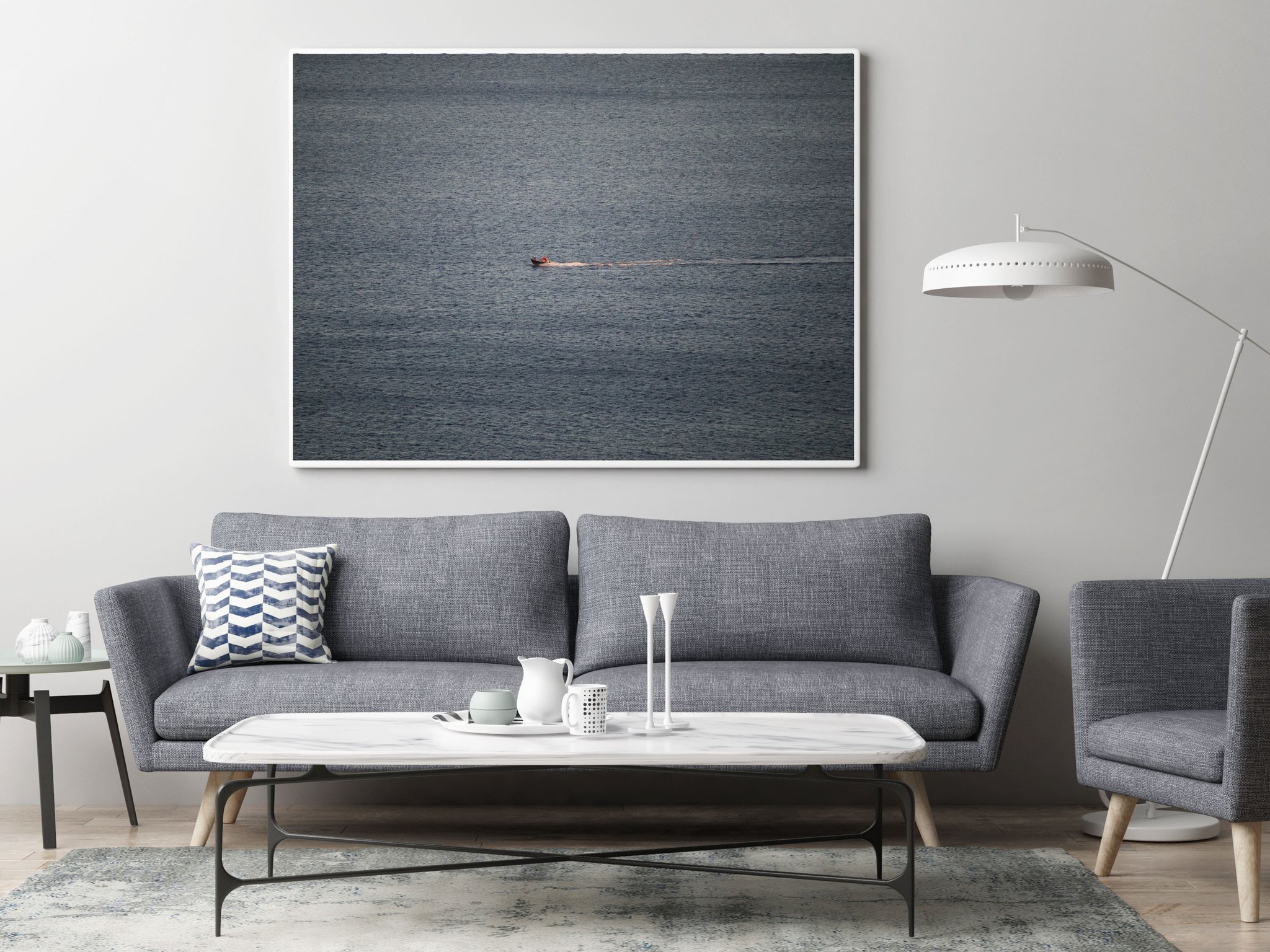 Mock up poster in hipster living room background