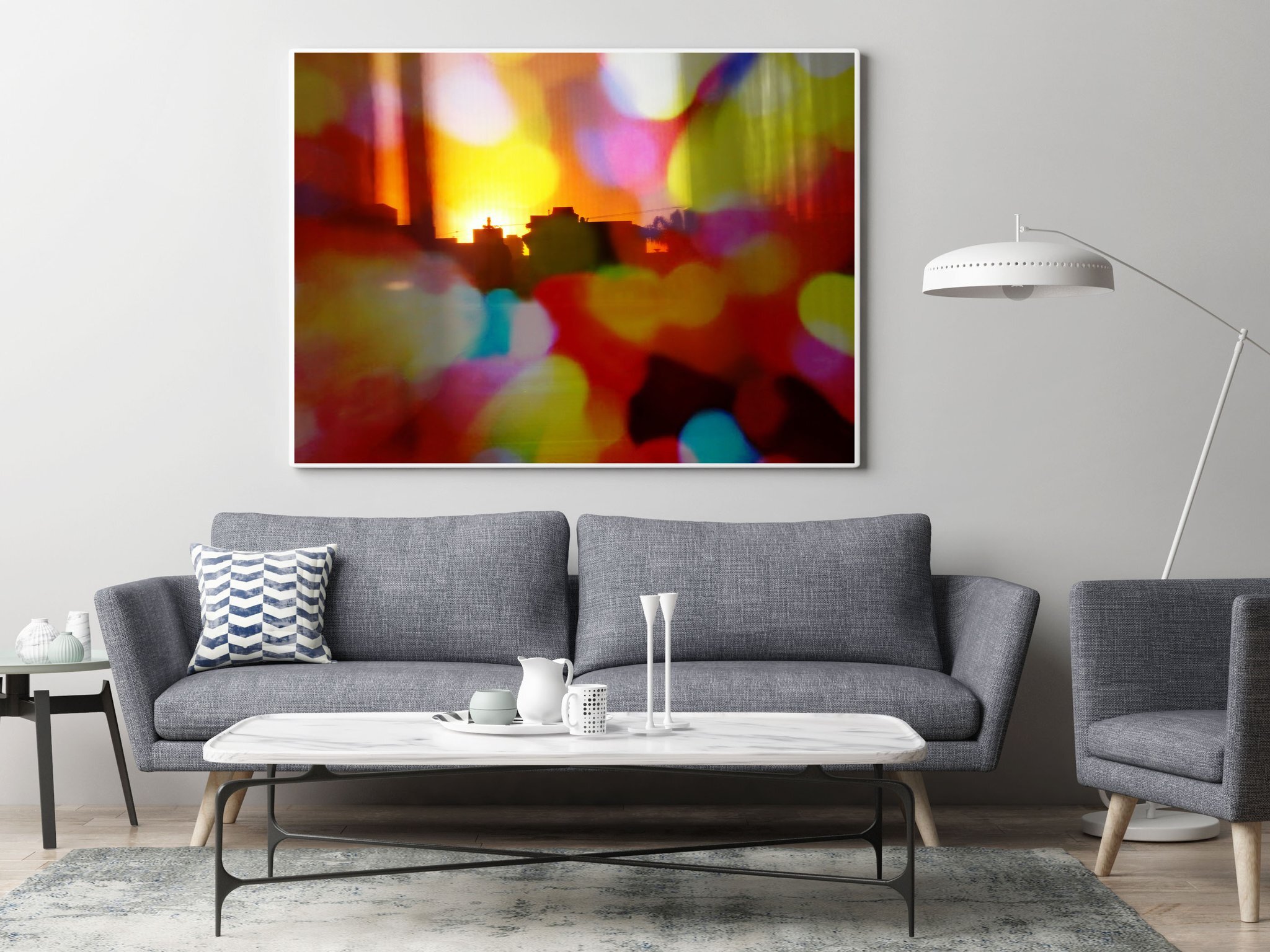 Mock up poster in hipster living room background